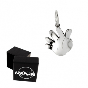 Pendente a forma di manina double-face in argento 925 rodiato.